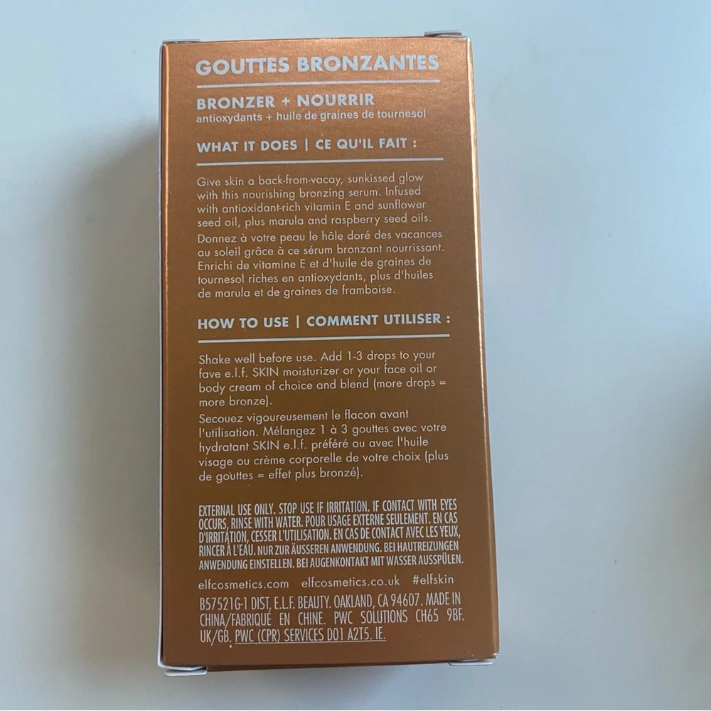 [NWT] e.l.f. beauty Bronzing Drops Tinted Serum